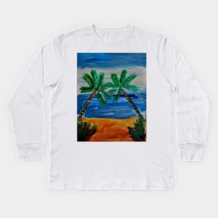 relaxing on a beach somewhere. Kids Long Sleeve T-Shirt